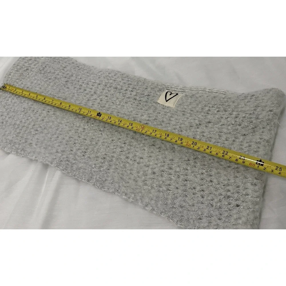 Rae Dunn Hat Soft‎ Gray Infinity Scarf LOVE Patch Heart